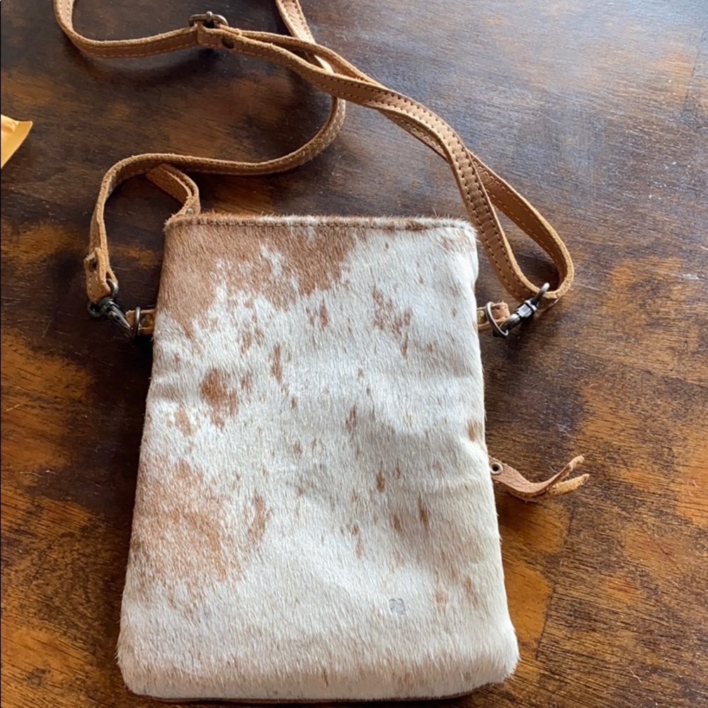 Small cowhide purse- adjustable straps